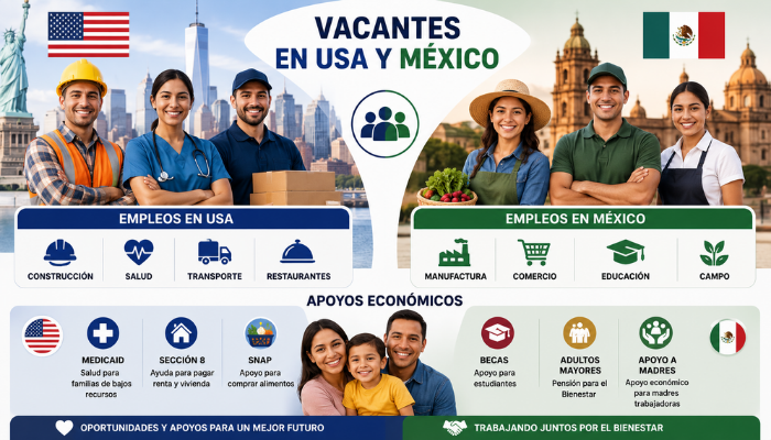 Vacantes y apoyos económicos USA y México